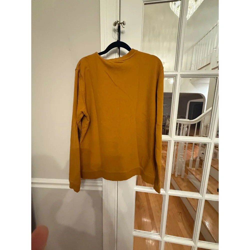 Fjallraven Vardag Sweater Mens Large Mustard Yellow Organic Cotton Pullover